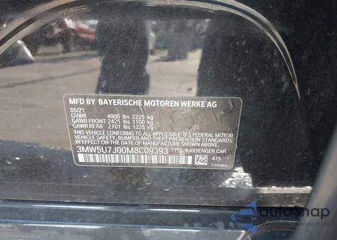 2021 BMW 3 Series M340I from USA, damaged, VIN 3MW5U7J00M8C09393